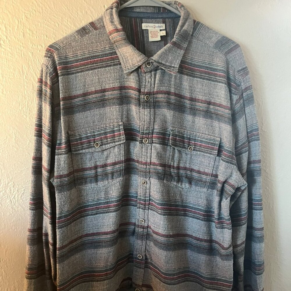 Grey Carbon 2 Cobalt Buttondown Flannel
